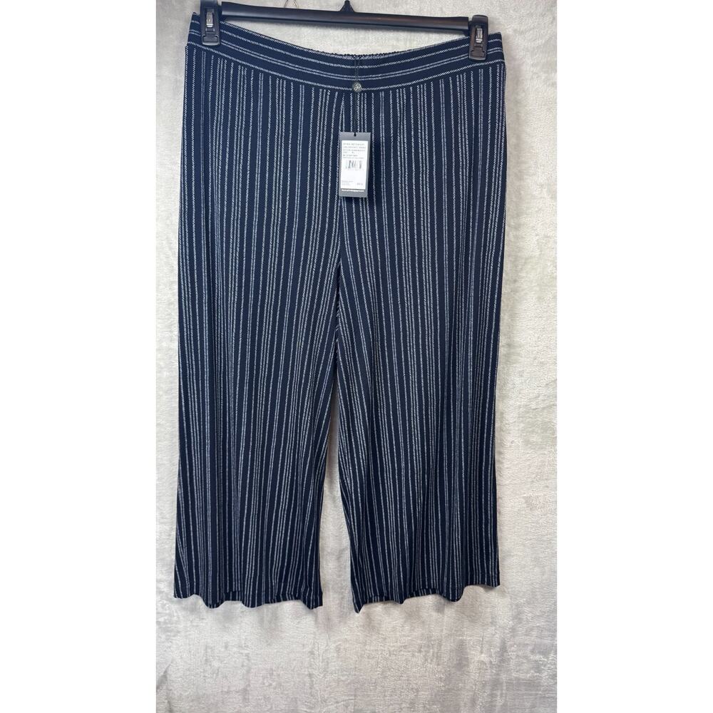 Adrianna Papell NEW Womens Pull On Pant XL Blue Mid Waistband Wide Leg Cropped